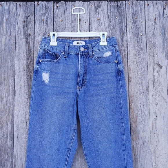 JBD JUST BLACK DENIM Dani Retro Straight Leg Jeans Womens Sz 24 Distressed - Picture 5 of 7